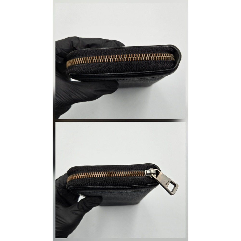 Gucci GG Supreme Zip Around Wallet Black Grey Coated Canvas 622147-0959 - Picture 6 of 8